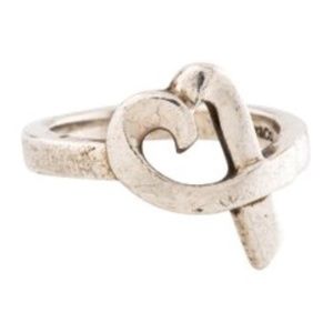 Tiffany & Co Loving Heart Sterling Silver Cocktail Ring Size 4.5 Paloma Picasso